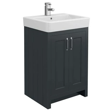 Chatsworth Traditional Graphite 560mm Vanity Sink + 300mm Cupboard Unit 3 Chatsworth Traditional Graphite 560mm Vanity Sink + 300mm Cupboard Unit - Image 3