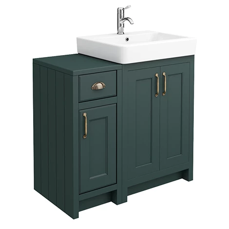 Chatsworth Traditional Green 560mm Vanity Sink + 300mm Cupboard Unit 1 Chatsworth Traditional Green 560mm Vanity Sink + 300mm Cupboard Unit