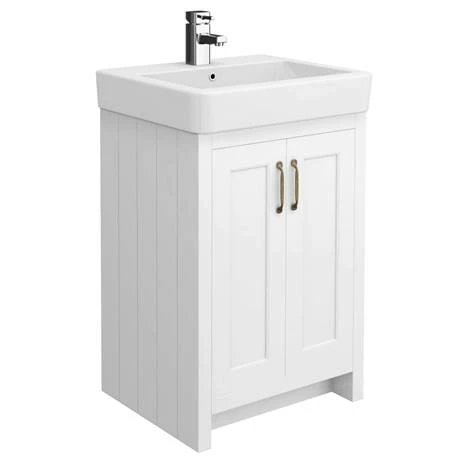 Chatsworth Traditional White 560mm Vanity Sink + 300mm Cupboard Unit 2 Chatsworth Traditional White 560mm Vanity Sink + 300mm Cupboard Unit - Image 2