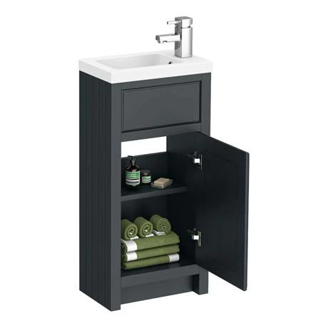 Chatsworth Traditional Cloakroom Vanity Unit Suite - Graphite 2 Chatsworth Traditional Cloakroom Vanity Unit Suite - Graphite - Image 2