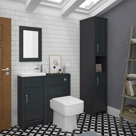 Chatsworth Traditional Cloakroom Vanity Unit Suite - Graphite 3 Chatsworth Traditional Cloakroom Vanity Unit Suite - Graphite - Image 3