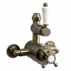 Chatsworth 1928 Antique Brass Exposed Valve Incl. Rigid Riser Kit, Diverter, 8" Rose + Handset -Chatsworth Shop CABPK02 d2 460