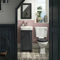 Chatsworth Traditional Graphite Cloakroom Suite (Vanity Unit + Close Coupled Toilet)