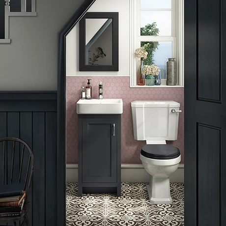 Chatsworth Traditional Graphite Cloakroom Suite (Vanity Unit + Close Coupled Toilet) 1 Chatsworth Traditional Graphite Cloakroom Suite (Vanity Unit + Close Coupled Toilet)