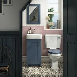 Chatsworth Traditional Blue Cloakroom Suite (Vanity Unit + Close Coupled Toilet)