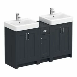 Alternative view of Chatsworth Traditional Graphite Double Basin Vanity + Cupboard Combination Unit