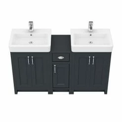 Chatsworth Traditional Graphite Double Basin Vanity + Cupboard Combination Unit -Chatsworth Shop CBLK142PK n d2 460