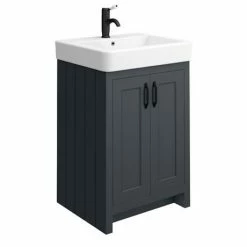 Chatsworth Traditional Graphite Double Basin Vanity + Cupboard Combination Unit With Matt Black Handles 6 Chatsworth Traditional Graphite Double Basin Vanity + Cupboard Combination Unit With Matt Black Handles -Chatsworth Shop CBLK142PKMB d2 460