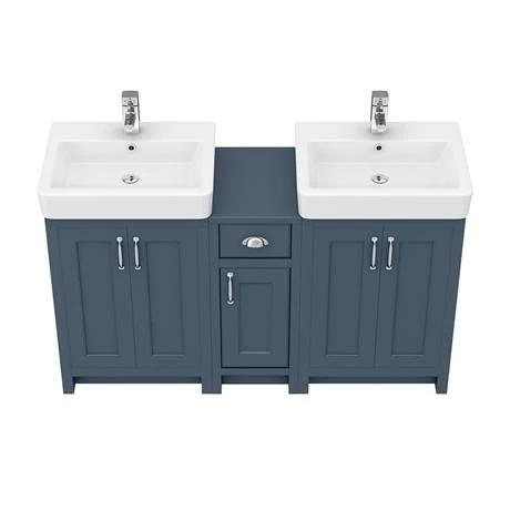 Chatsworth Traditional Blue Double Basin Vanity + Cupboard Combination Unit 3 Chatsworth Traditional Blue Double Basin Vanity + Cupboard Combination Unit - Image 3