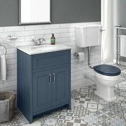 Chatsworth Blue White Marble 4-Piece Low Level Bathroom Suite