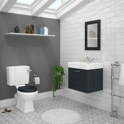 Chatsworth Graphite Cloakroom Suite (Wall Hung Vanity Unit + Close Coupled Toilet)