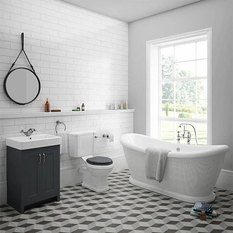 Chatsworth Graphite Close Coupled Roll Top Bathroom Suite 1 Chatsworth Graphite Close Coupled Roll Top Bathroom Suite