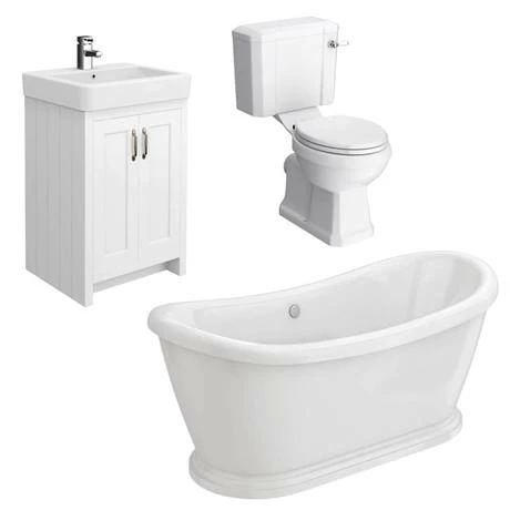 Chatsworth White Close Coupled Roll Top Bathroom Suite 5 Chatsworth White Close Coupled Roll Top Bathroom Suite - Image 5