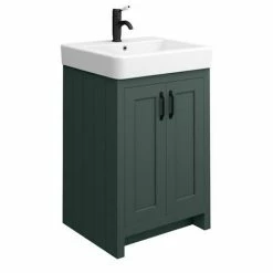 Chatsworth Traditional Green Double Basin Vanity + Cupboard Combination Unit With Matt Black Handles 7 Chatsworth Traditional Green Double Basin Vanity + Cupboard Combination Unit With Matt Black Handles -Chatsworth Shop CGRN142PKMB d2 460