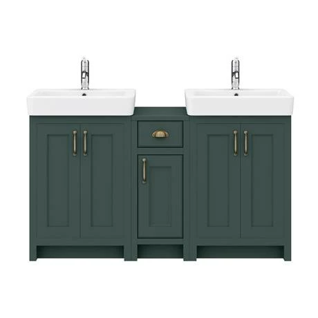 Chatsworth Traditional Green Double Basin Vanity + Cupboard Combination Unit 3 Chatsworth Traditional Green Double Basin Vanity + Cupboard Combination Unit - Image 3