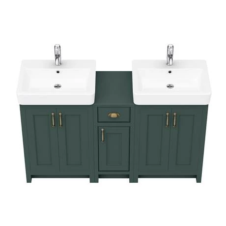 Chatsworth Traditional Green Double Basin Vanity + Cupboard Combination Unit 4 Chatsworth Traditional Green Double Basin Vanity + Cupboard Combination Unit - Image 4