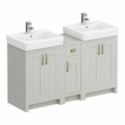 Alternative view of Chatsworth Traditional Grey Double Basin Vanity + Cupboard Combination Unit