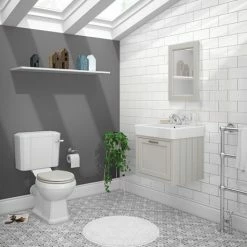 Chatsworth Grey Cloakroom Suite (Wall Hung Vanity Unit + Close Coupled Toilet)