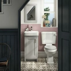 Chatsworth Traditional Grey Cloakroom Suite (Vanity Unit + Close Coupled Toilet)