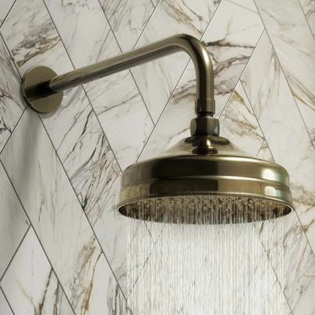 Chatsworth 1928 Antique Brass Traditional Shower With Concealed Valve + 8" Head 5 Chatsworth 1928 Antique Brass Traditional Shower With Concealed Valve + 8" Head - Image 5
