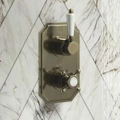 Chatsworth 1928 Antique Brass Twin Concealed Shower Valve -Chatsworth Shop CH24VAB d2 460