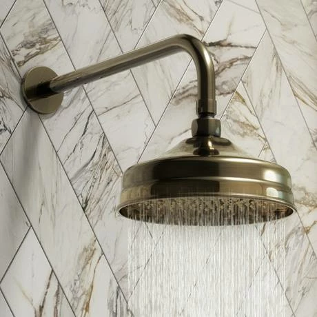 Chatsworth 1928 Antique Brass Traditional Shower W. Concealed Valve, 8" Head + Slide Rail Kit 6 Chatsworth 1928 Antique Brass Traditional Shower W. Concealed Valve, 8" Head + Slide Rail Kit - Image 6