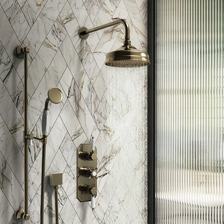 Chatsworth 1928 Antique Brass Traditional Shower W. Concealed Valve, 8" Head + Slide Rail Kit 1 Chatsworth 1928 Antique Brass Traditional Shower W. Concealed Valve, 8" Head + Slide Rail Kit
