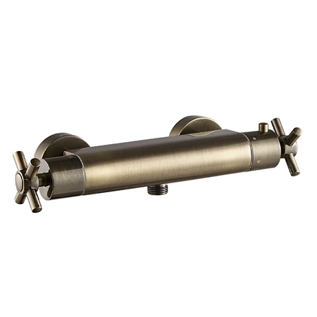 Chatsworth Antique Brass Crosshead Bottom Outlet Thermostatic Bar Shower Valve 1 Chatsworth Antique Brass Crosshead Bottom Outlet Thermostatic Bar Shower Valve