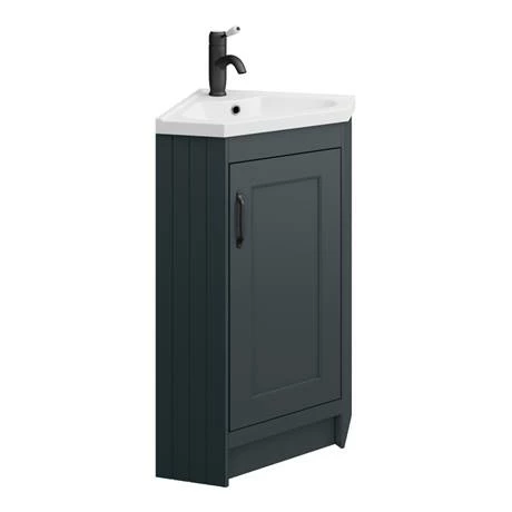 Chatsworth Traditional Graphite Corner Vanity Unit With Matt Black Handle 4 Chatsworth Traditional Graphite Corner Vanity Unit With Matt Black Handle - Image 4
