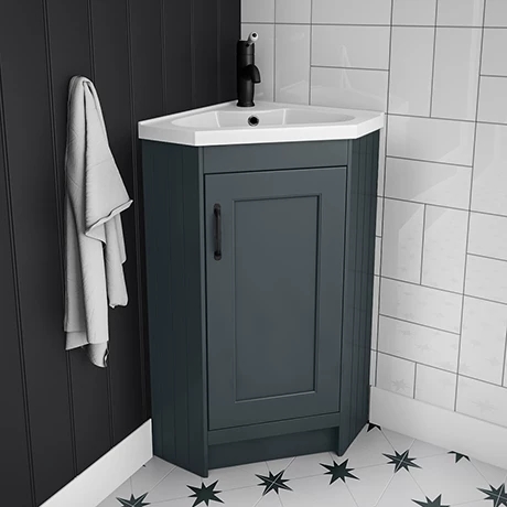 Chatsworth Traditional Graphite Corner Vanity Unit With Matt Black Handle 1 Chatsworth Traditional Graphite Corner Vanity Unit With Matt Black Handle