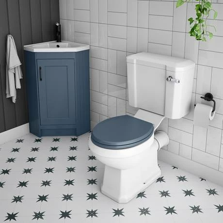 Chatsworth Traditional Blue Corner Vanity Unit With Matt Black Handle 3 Chatsworth Traditional Blue Corner Vanity Unit With Matt Black Handle - Image 3
