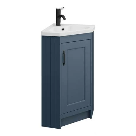 Chatsworth Traditional Blue Corner Vanity Unit With Matt Black Handle 4 Chatsworth Traditional Blue Corner Vanity Unit With Matt Black Handle - Image 4