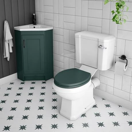 Chatsworth Traditional Green Corner Vanity Unit With Matt Black Handle 3 Chatsworth Traditional Green Corner Vanity Unit With Matt Black Handle - Image 3