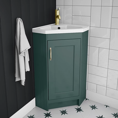 Chatsworth Traditional Green Corner Vanity Unit 1 Chatsworth Traditional Green Corner Vanity Unit