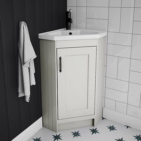 Chatsworth Traditional Grey Corner Vanity Unit With Matt Black Handle 1 Chatsworth Traditional Grey Corner Vanity Unit With Matt Black Handle
