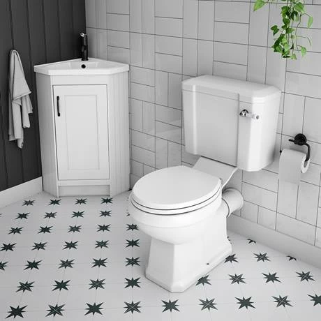 Chatsworth Traditional White Corner Vanity Unit With Matt Black Handle 3 Chatsworth Traditional White Corner Vanity Unit With Matt Black Handle - Image 3