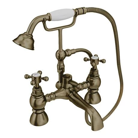 Chatsworth 1928 Antique Brass Crosshead Freestanding Bath Shower Mixer Tap 4 Chatsworth 1928 Antique Brass Crosshead Freestanding Bath Shower Mixer Tap - Image 4
