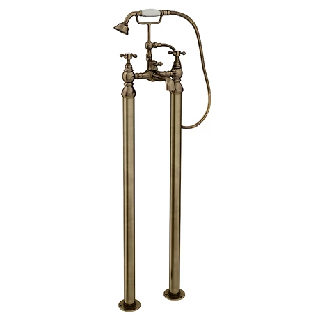 Chatsworth 1928 Antique Brass Crosshead Freestanding Bath Shower Mixer Tap 1 Chatsworth 1928 Antique Brass Crosshead Freestanding Bath Shower Mixer Tap