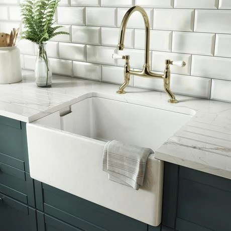 Chatsworth Brushed Brass Traditional Bridge Lever Kitchen Sink Mixer 2 Chatsworth Brushed Brass Traditional Bridge Lever Kitchen Sink Mixer - Image 2