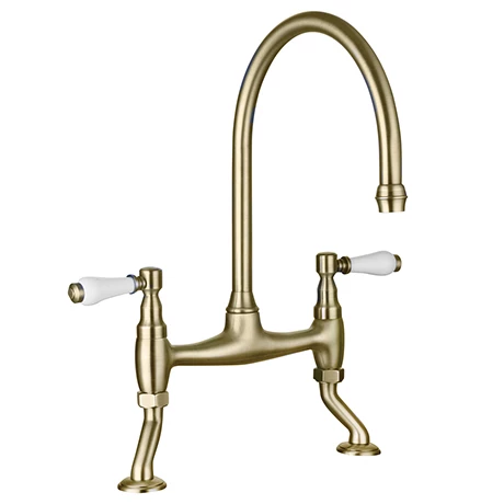 Chatsworth Brushed Brass Traditional Bridge Lever Kitchen Sink Mixer 1 Chatsworth Brushed Brass Traditional Bridge Lever Kitchen Sink Mixer