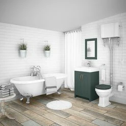 Chatsworth High Level Green Roll Top Bathroom Suite