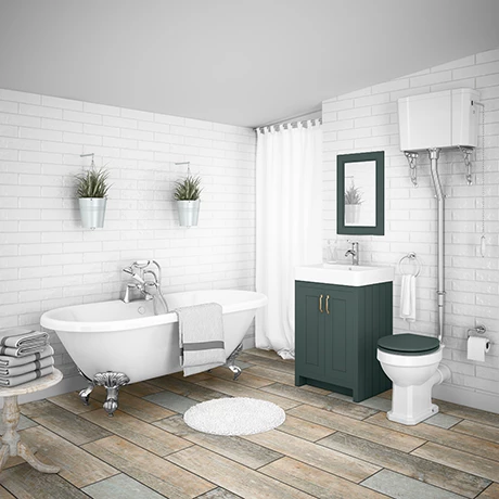 Chatsworth High Level Green Roll Top Bathroom Suite 1 Chatsworth High Level Green Roll Top Bathroom Suite