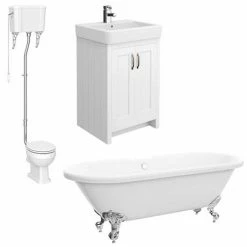 Alternative view of Chatsworth High Level White Roll Top Bathroom Suite