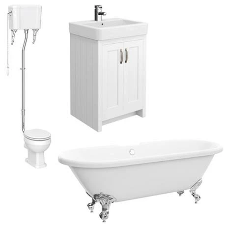 Chatsworth High Level White Roll Top Bathroom Suite 2 Chatsworth High Level White Roll Top Bathroom Suite - Image 2