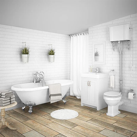 Chatsworth High Level White Roll Top Bathroom Suite 1 Chatsworth High Level White Roll Top Bathroom Suite