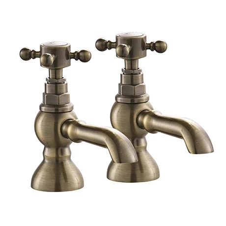 Chatsworth 1928 Antique Brass Crosshead Pillar Basin Taps 1 Chatsworth 1928 Antique Brass Crosshead Pillar Basin Taps