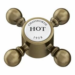 Chatsworth 1928 Antique Brass Crosshead Pillar Bath Taps -Chatsworth Shop CHPBTBRA d3 460
