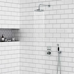 Chatsworth 1928 Black Traditional Push-Button Shower Valve Pack With Handset + Rainfall Shower Head 9 Chatsworth 1928 Black Traditional Push-Button Shower Valve Pack With Handset + Rainfall Shower Head -Chatsworth Shop CHT PB PK2 BLK d4 460