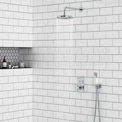 Chatsworth 1928 Traditional Push-Button Shower Valve Pack With Handset + Rainfall Shower Head -Chatsworth Shop CHT PB PK2 d4 460