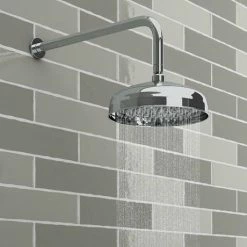 Chatsworth 1928 Black Traditional Push-Button Shower System With Large Handset + 8" Rainfall Shower Head -Chatsworth Shop CHT PB PK3 BLK d3 460